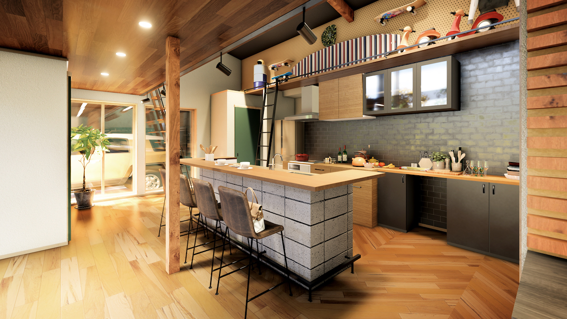 Garage style平屋キッチン